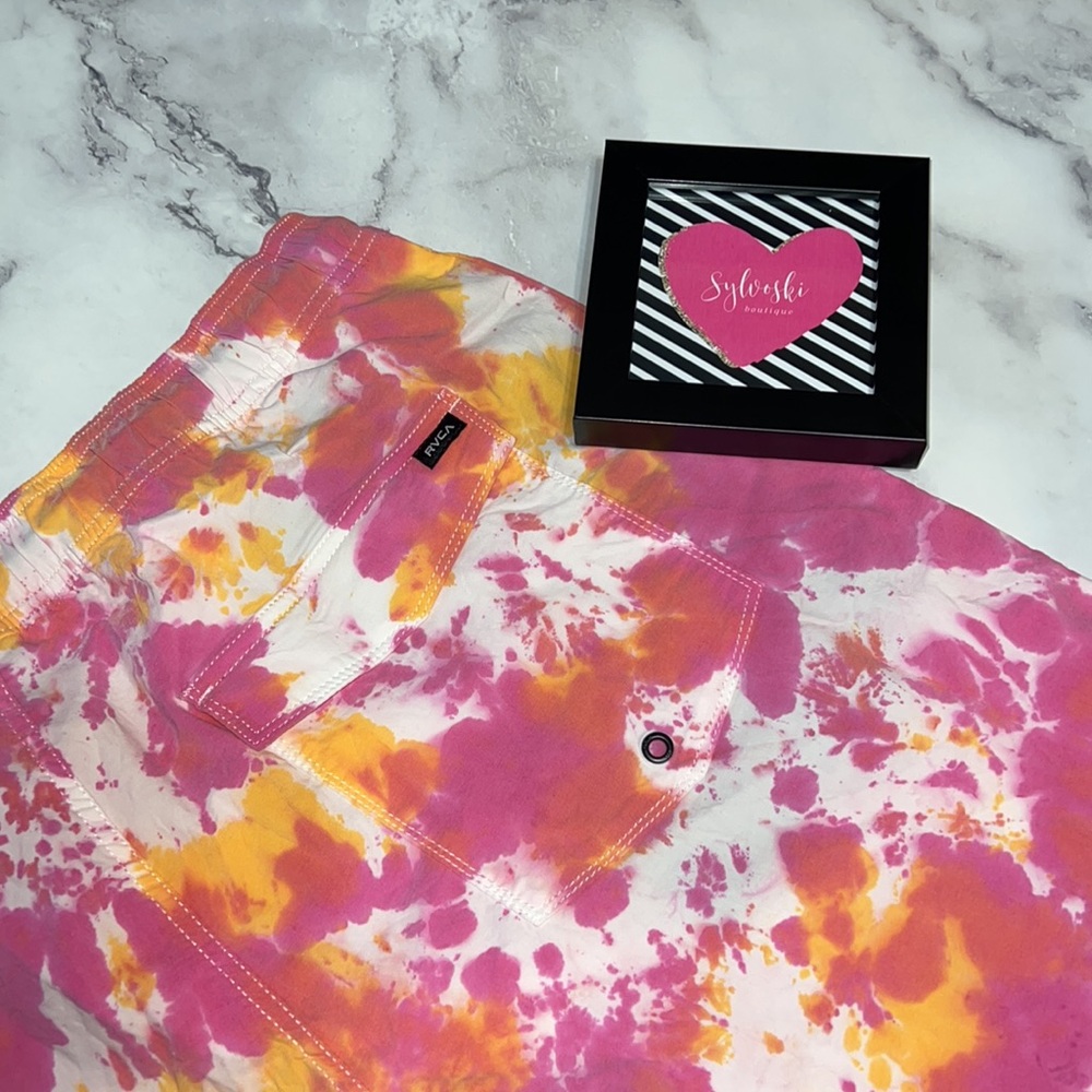 🔥RVCA MANIC ELASTIC - TIE-DYE ELASTIC WAIST SHORT FOR MEN NWT - Picture 9 of 10